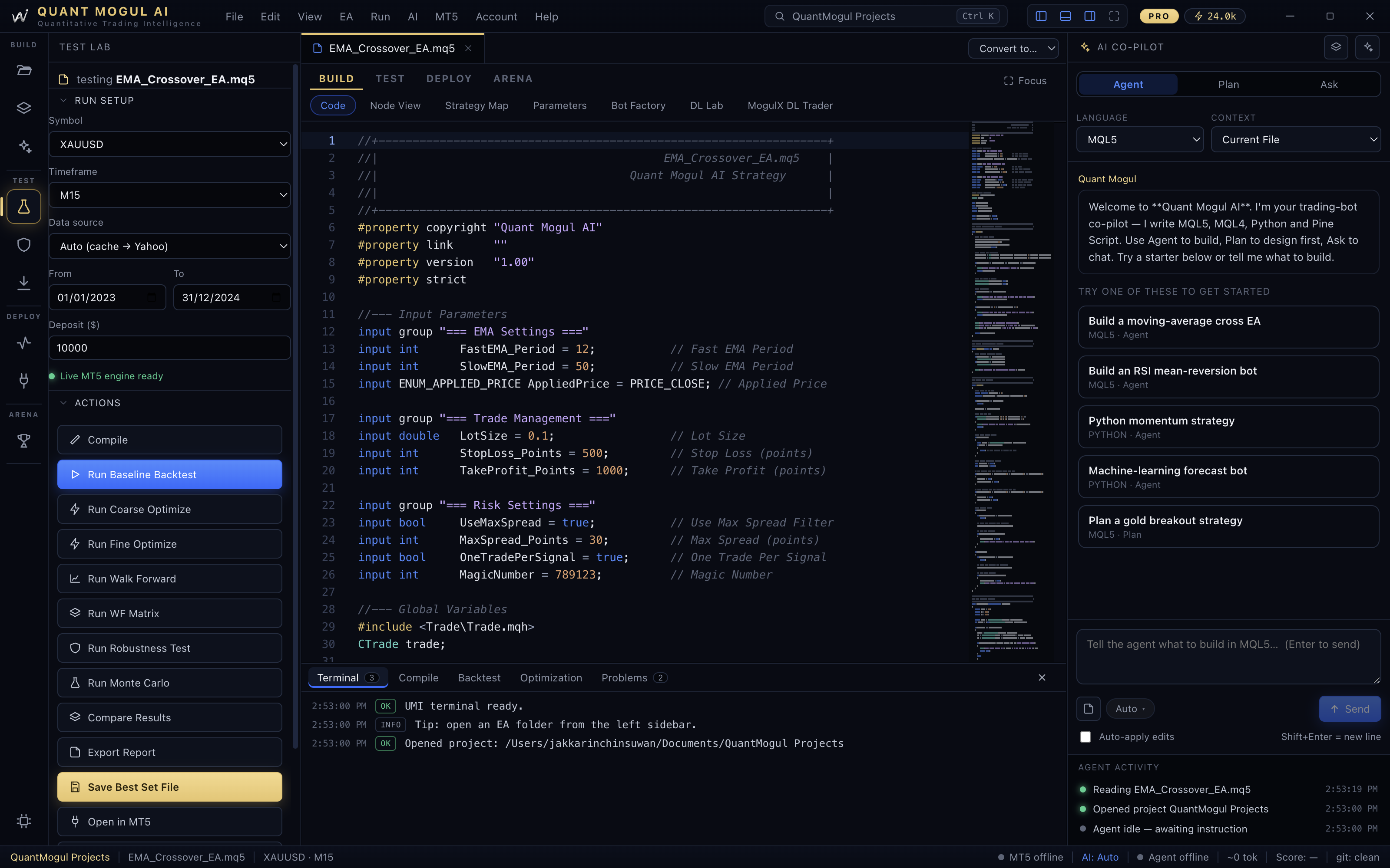 Actions sidebar